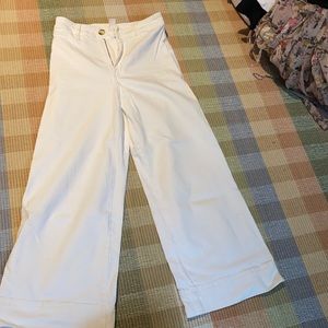Gaucho style ecru denim pants